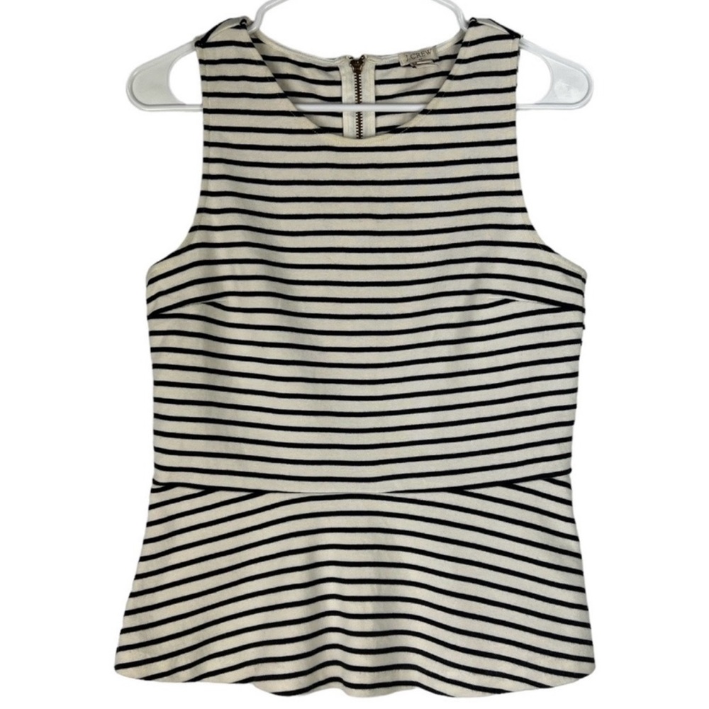 J. Crew Ponte Peplum Striped Top